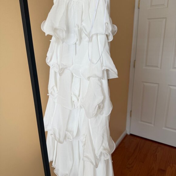 Lulus Exceedingly Gorgeous White Tiered Halter Midi Dress - Size S - Picture 5 of 5